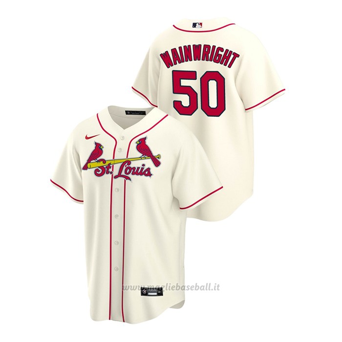 Maglia Baseball Uomo St. Louis Cardinals Adam Wainwright Replica Alternato Crema